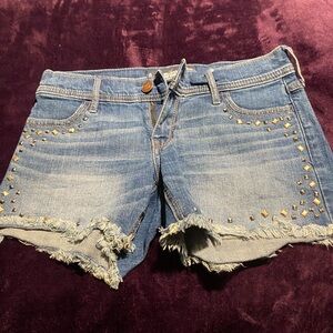 Hollister Blue Studded Jean Shorts